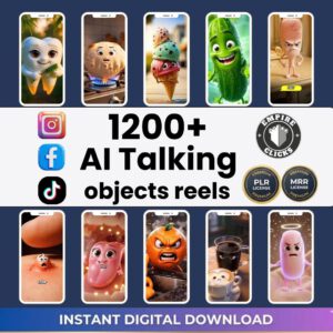 1200+ AI Talking Object Videos Bundle | Viral Reels Content Pack (PLR & MRR Rights)